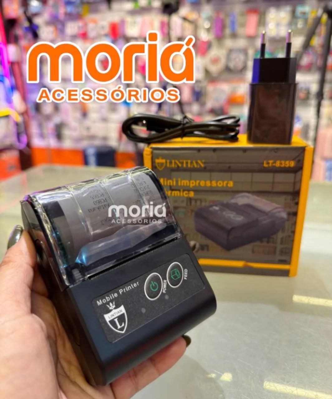 Mini Impressora Térmica Portátil Lintian LT-8359 USB e Bluetooth - Compacta, Rápida e Prát