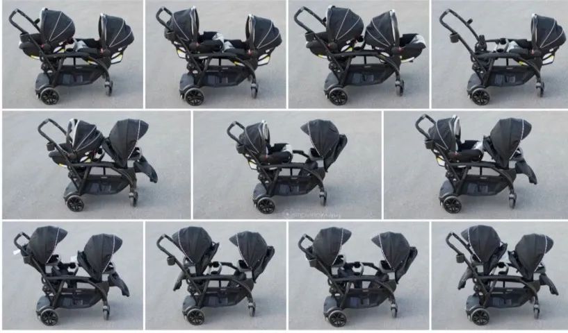 Carrinho de bebê duplo Graco Modes Duo + 2 bebês-conforto com bases