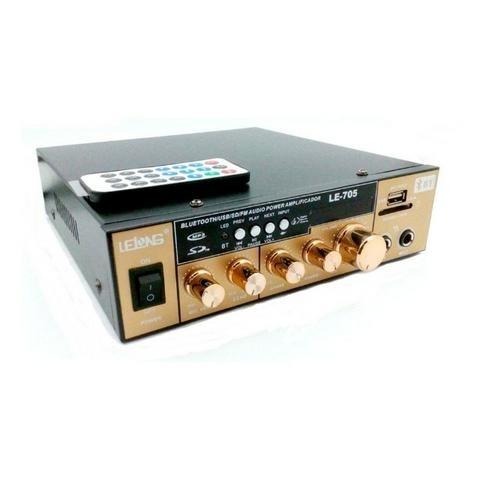 Mini Amplificador de Som Bluetooth Karaoke Le-705 Lelong 110v Usb Cartão Mp3 Fm 2 Canais - Foto 4