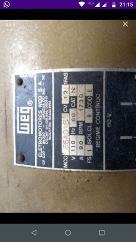 Motor 1/2 HP usado em máquina de lavar