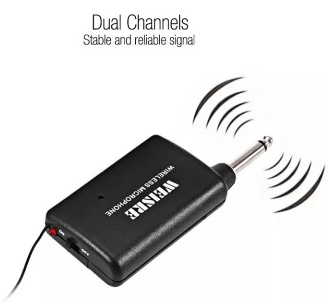 (NOVO) Microfone sem Fio Weisre Dm-3308a Transmissor Vhf - Foto 2