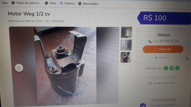 Motor 1/2 HP usado em máquina de lavar - Foto 2