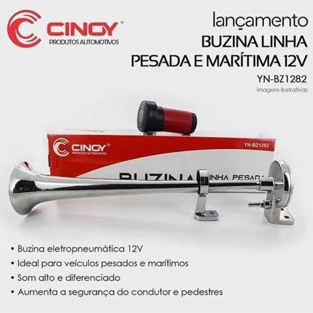 Buzina para caminhão/ônibus linha pesada som forte 12v cinoy yn-bz1282 - Foto 2