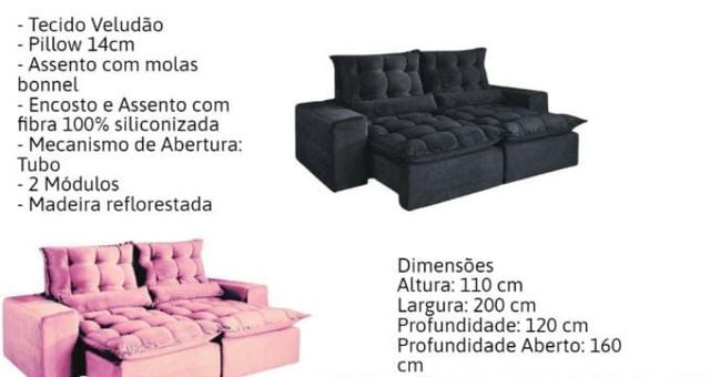 Sala sofá retrátil e reclinável de 200 cm