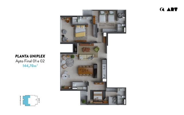 Art apartamento para venda possui 144m² com 3 suítes e 2 vagas na garagem  em Nazaré - Bel - Foto 13