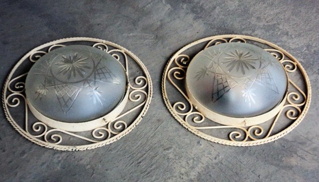 Antigas Luminárias de Teto com Cúpula e Plafonier em Ferro Batido.  - Foto 3