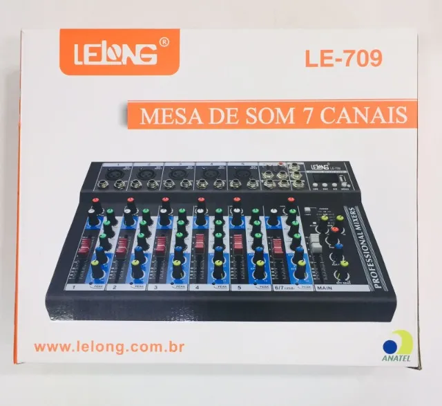 Mesa Som 7 Canais Profissional Bluetooth Usb Equalizador Visor Digital Lelong Le-709