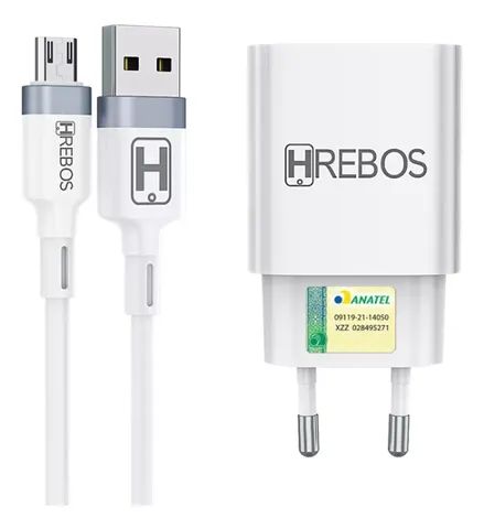 Kit carregador Tomada Dual Usb + cabo Micro Usb V8 Hrebos HS-66V - Foto 3