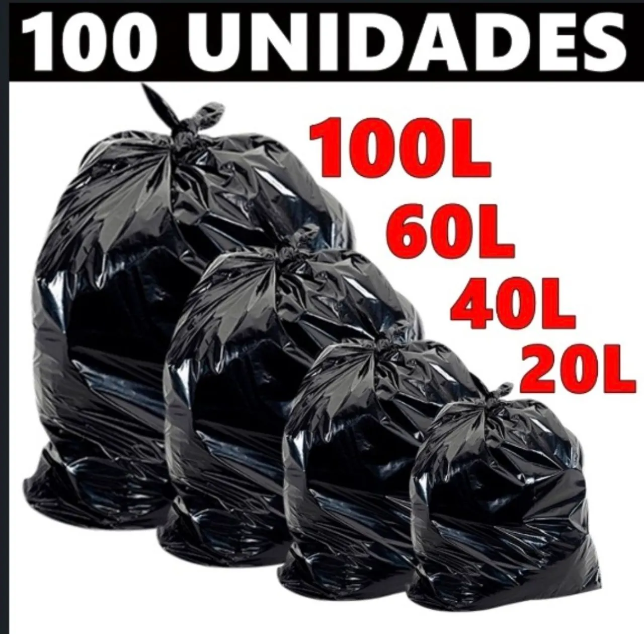 Sacos de Lixo - Reforçado- 20L, 40L, 60L e 100