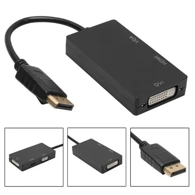 Displayport dp para dvi vga hdtv 3in 1 adaptador, cabo conversor para projetor, COD-CP768  - Foto 2