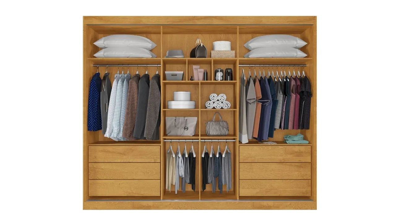 Roupeiro Braga 3P com 1 Porta Espelhada 100%MDF s65 - Foto 4
