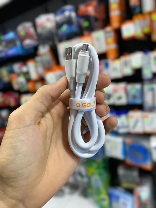 CABO REFORÇADO DE CARREGAMENTO RÁPIDO ANDROID E IOS GOLD - Foto 3
