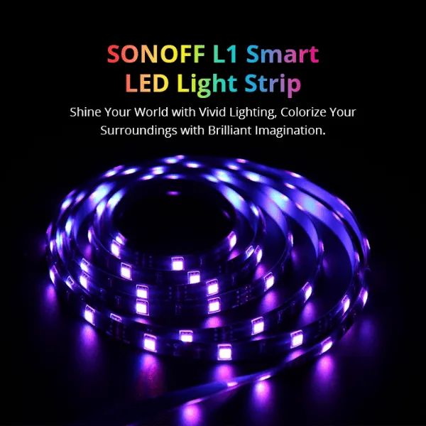 Fita De Led Sonoff L1 Lite Wifi Inteligente 5m Rgb Alexa Google 110V/220V - Foto 2
