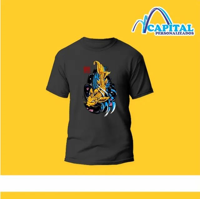 camisa preta estampa personalizada - Foto 4