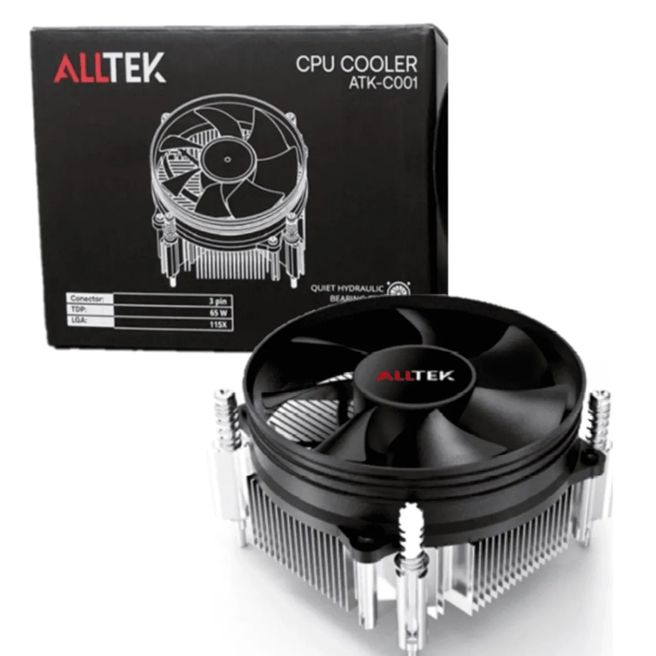 Air Cooler Para Processador 90mm, Tdp 65w, Preto - Alltek Atk-c001 em São Luís ma