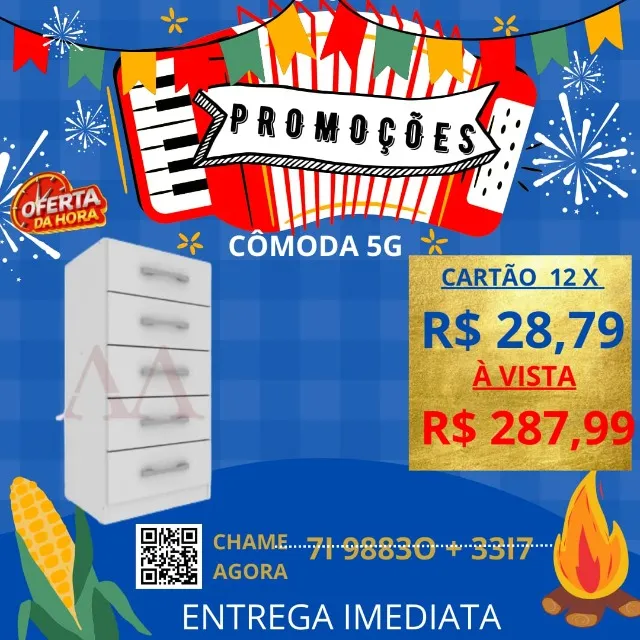 Cômoda 05 Gavetas | Entrega Rápida | Pague ao Entregador | Acerte e Receba hoje
