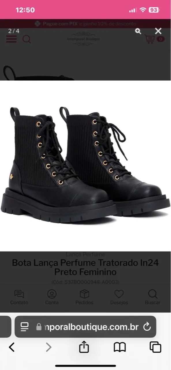 Bota Lança Perfume Tratorada In24 Preto Feminino - Foto 3