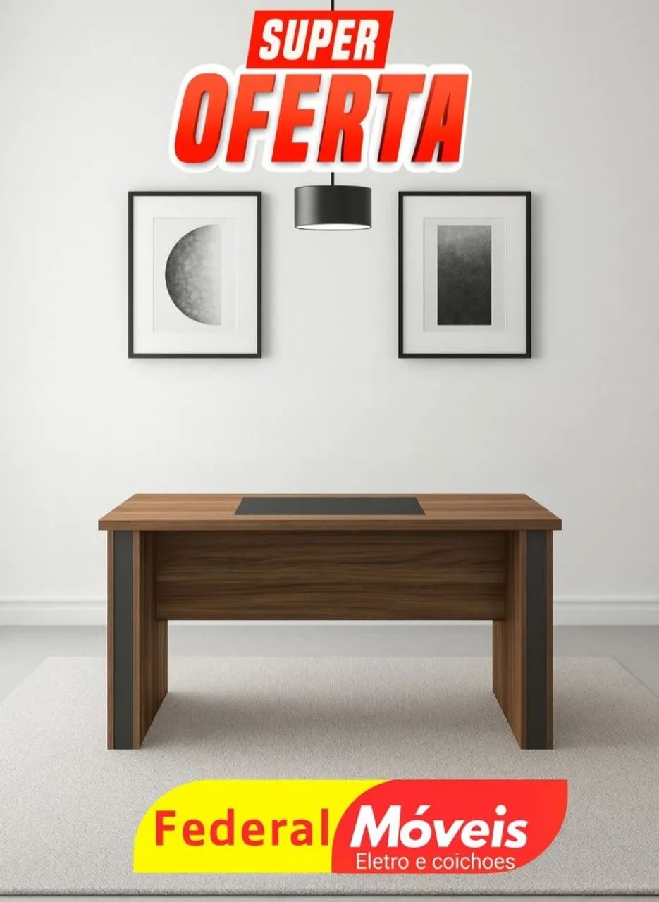 Mesa de Reunião Escritório 2,00x1,00 - Espaçosa e funcional!