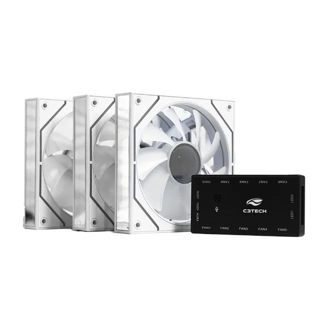 Kit Cooler Fan F9 ARGB + Controlador - Branco- C3 Tech - NOVO - Foto 3