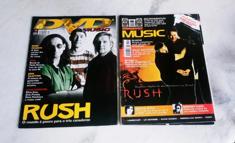 Revistas DVD Music + Shopping e DVD Music / Rush, Iron Maiden, Sting, Eric Clapton, etc...