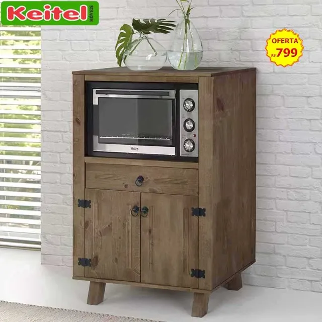 Porta Forno e Micro Rústica Madeira Cor Imbuia