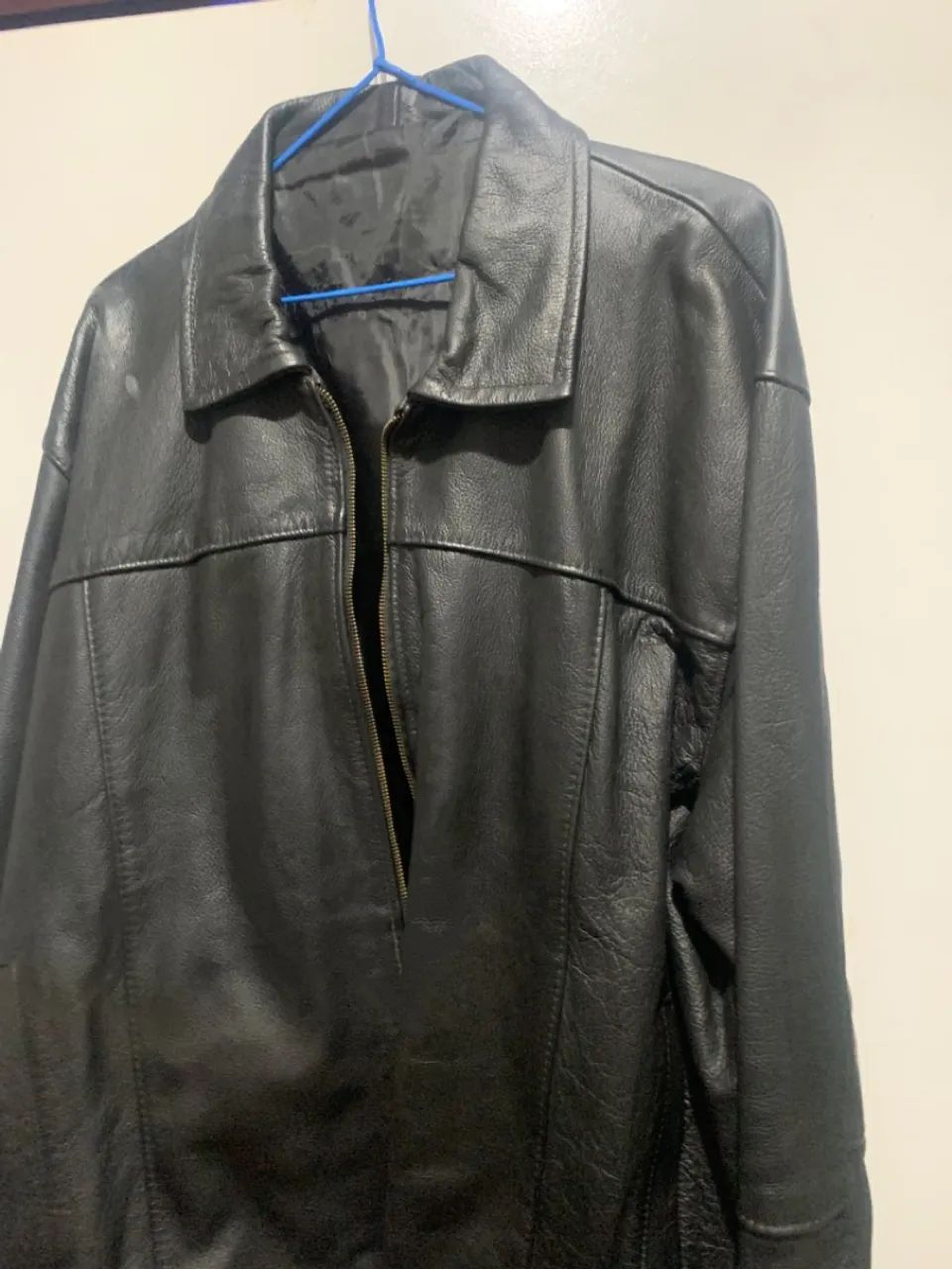 Jaqueta de couro masculina preta