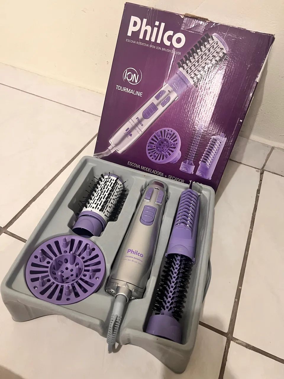 Escova Rotativa Spin Íon Brush Silver  - Foto 2