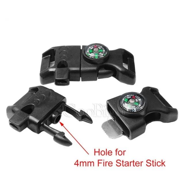 Fivela Fecho 4 X 1 Apito Pederneira Lâmina Bússola Paracord - Foto 5