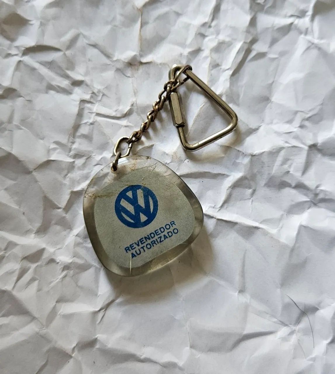 Chaveiro Antigo Volkswagen Arredondado com Borda Transparente Revendedor Autorizado 