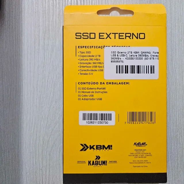 [Novo] SSD Externo 2TB KBM! GAMING, Portátil, USB & USB-C Leitura 390MB/s Gravação 360MB/s - Foto 6