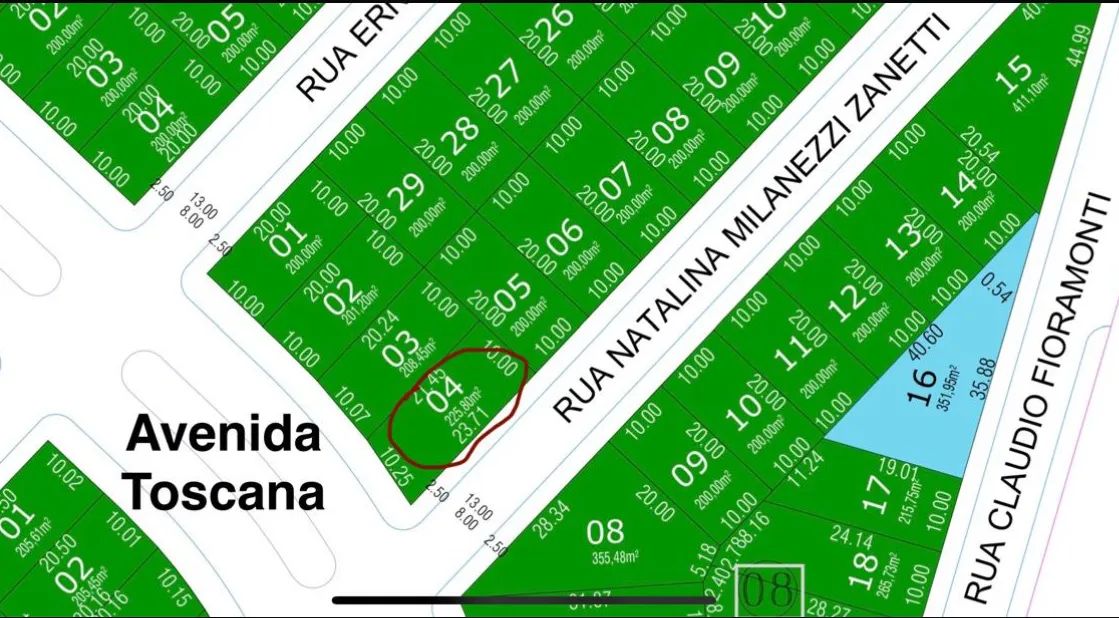 Terreno 225 mt, Esquina Cidade jardim I, na avenida Toscana, Dourados MS