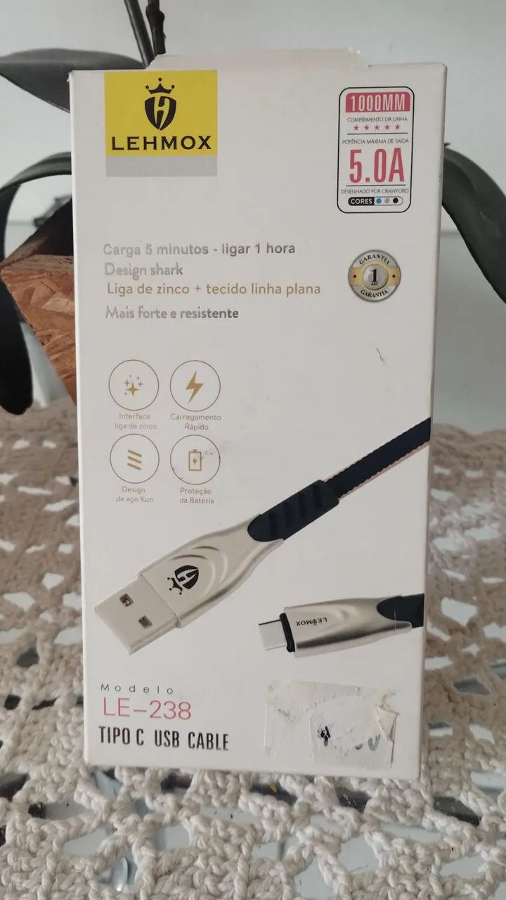 Cabo USB Tipo C LEHMOX LE-238 - Carregamento Rápido 5.0A