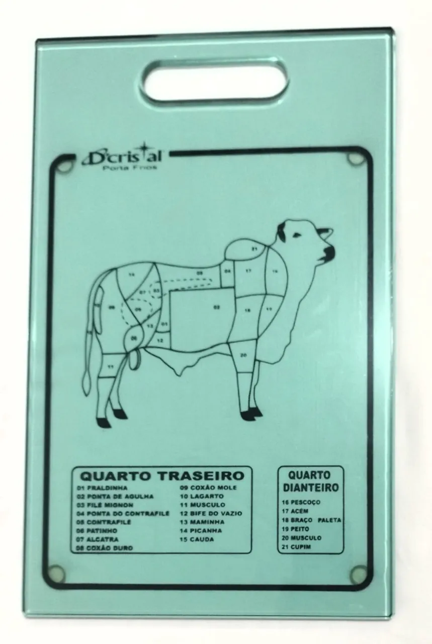Tabua de carne de vidro decorado