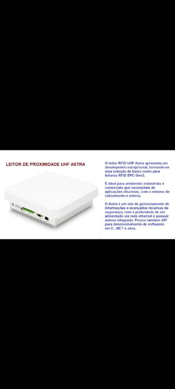 Antena de acesso e tag veicular com leitor de proximidade Astra - para estacionamentos