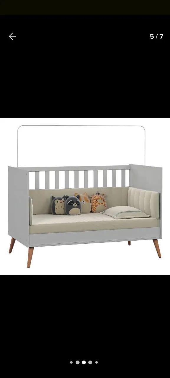 Berço Infantil Cinza Retrô  - Foto 2