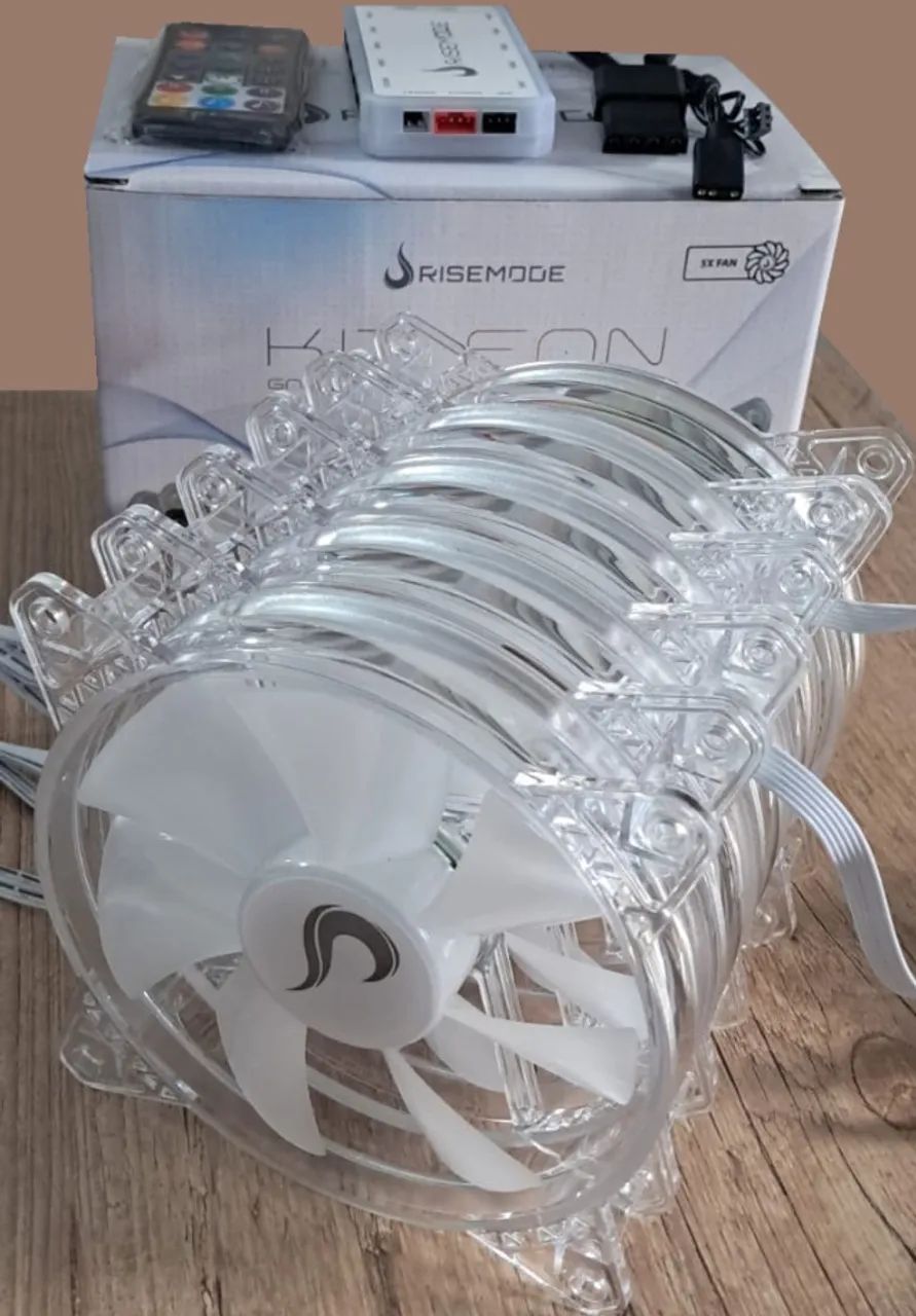 [Novo]Kit com 5 Ventoinhas Rise Mode Crystal Sound, 120mm, ARGB. Cooler Fan - Foto 4