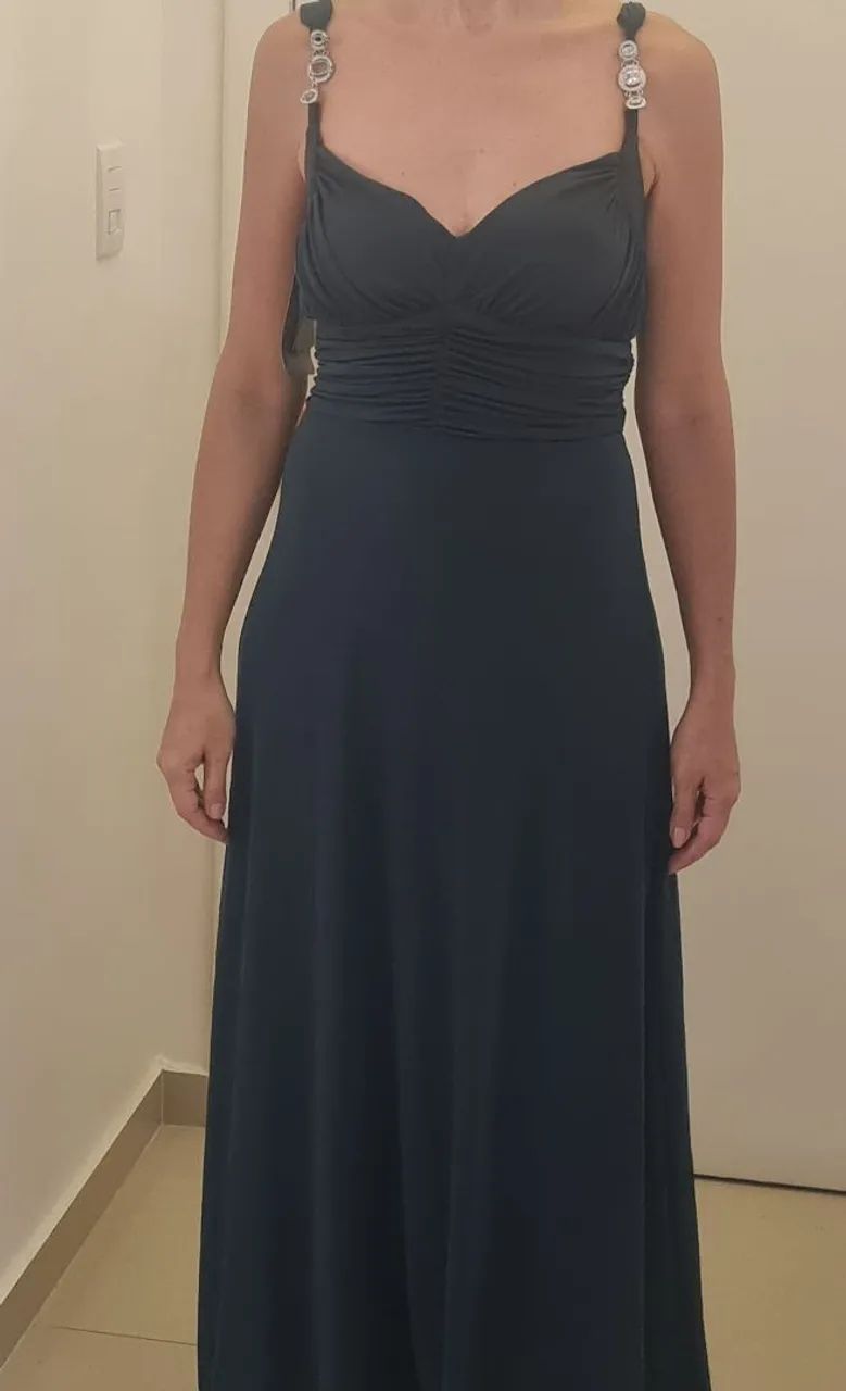 Vestido verde Escuro com Strass - Foto 2