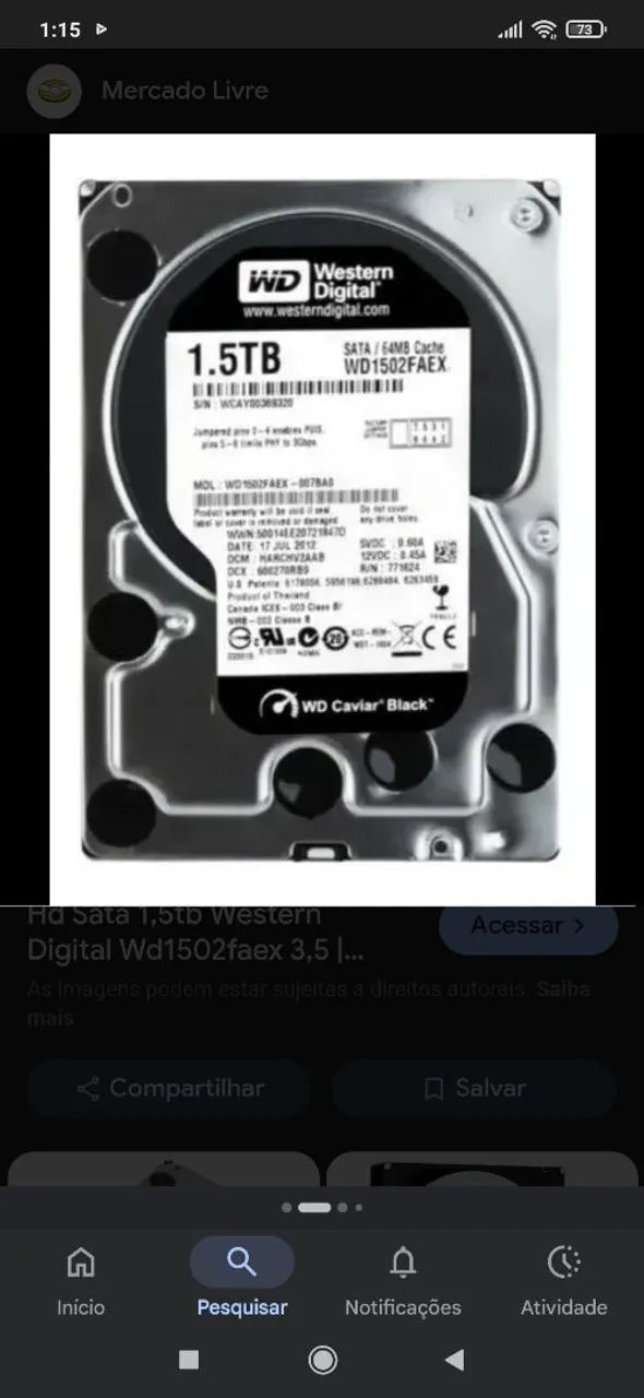 Hd interno de 1,5Tb