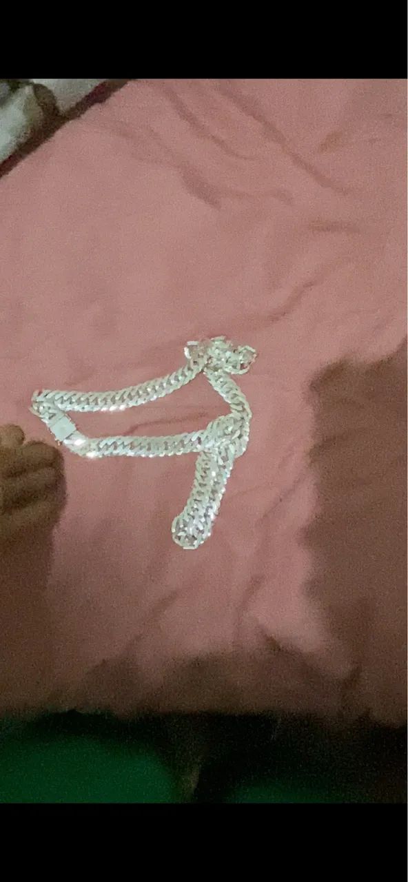 Prata de pescoço elo duplo 