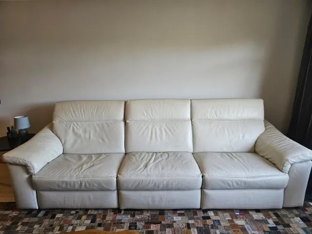 SOFÁ NATUZZI EDITIONS - ELÉTRICO RECLINÁVEL - COURO BEGE