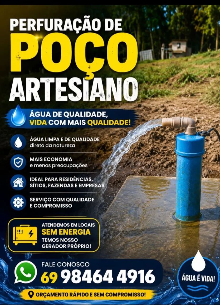 Fazemos poços artesianos.