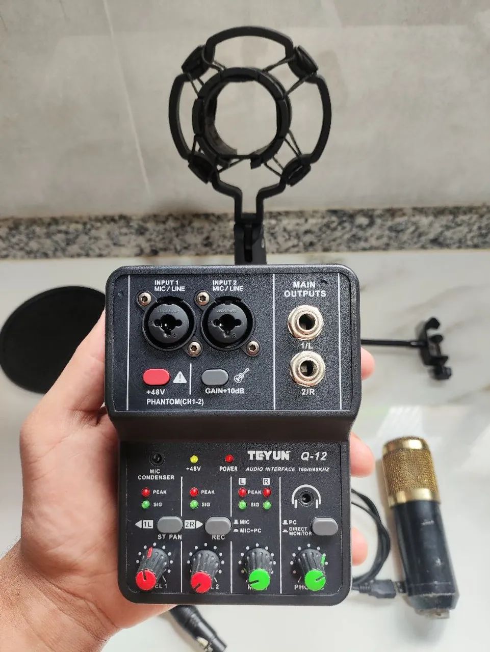 Microfone BM800 + Mesa Q12 + Braço + Pop Filter - Foto 3