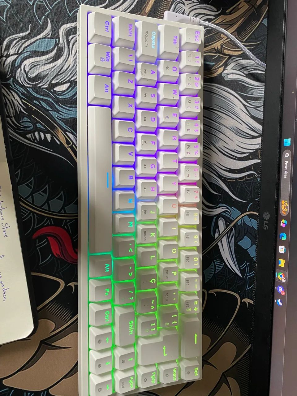 Teclado Mecânico Gamer Husky 65 Switch Brown Perfeito - Foto 2