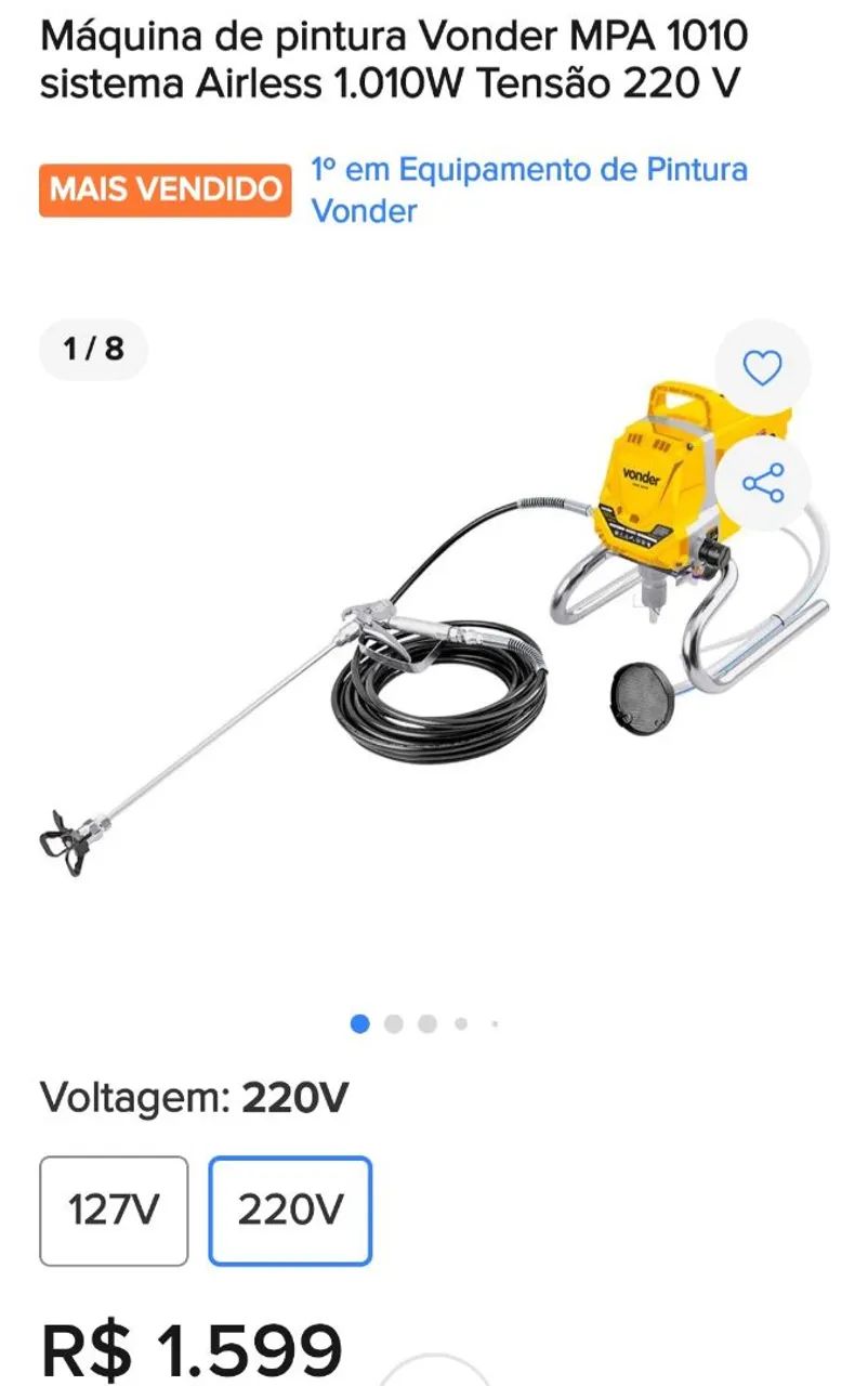 Máquina de pintura airless vonder mpa 1010 - Foto 2
