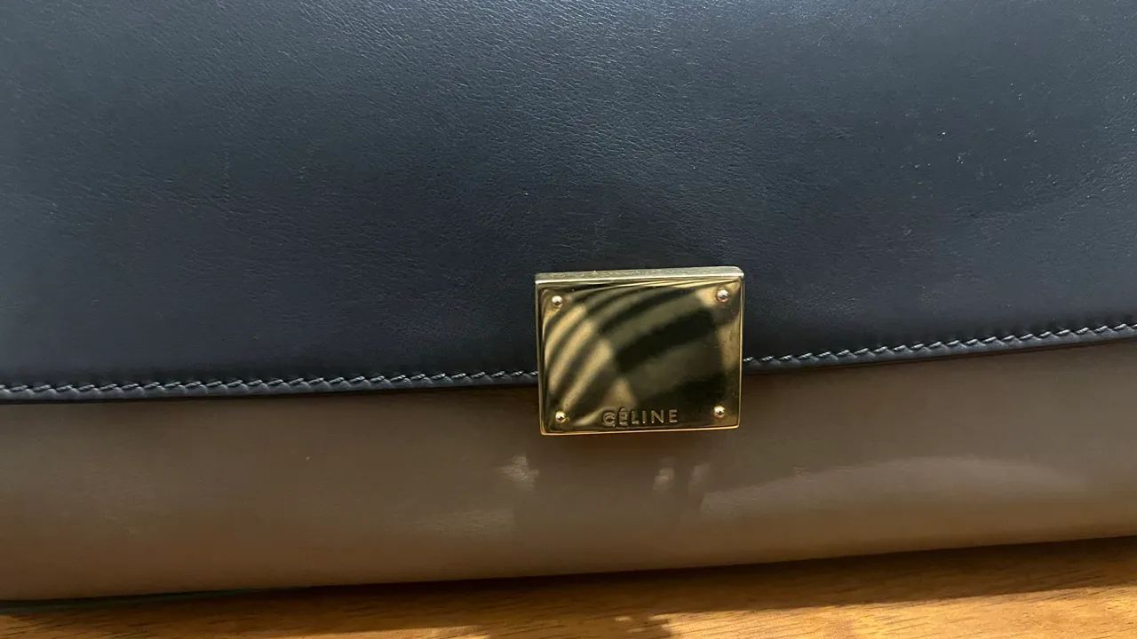 Bolsa Celine Trapeze Tricolor Original em Couro e Camurça - Foto 4