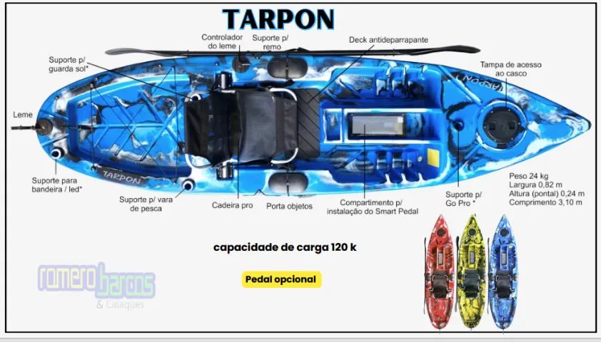 caiaque tarpon zero da caiaker pronta entrega