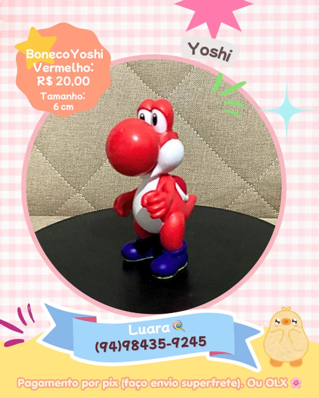 Boneco do Yoshi Vermelho Mário 