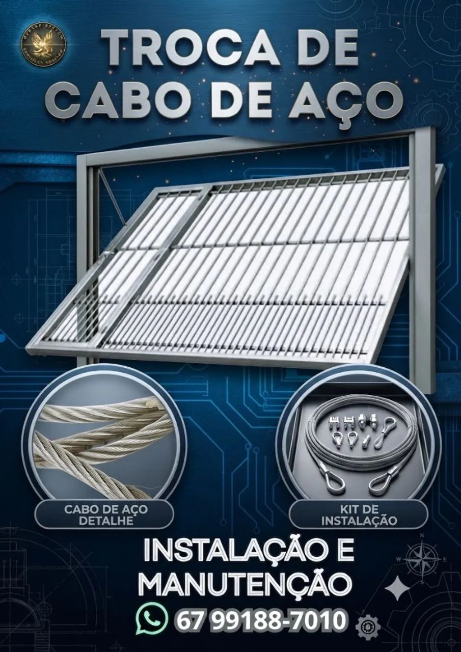 Troca de Cabo de Aço Para Portão de Elevação 