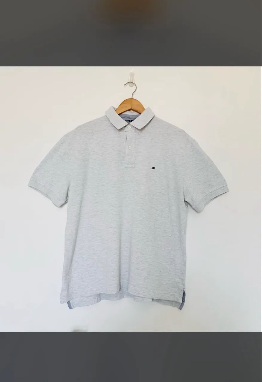 polo tommy hilfiger original masculina cinza