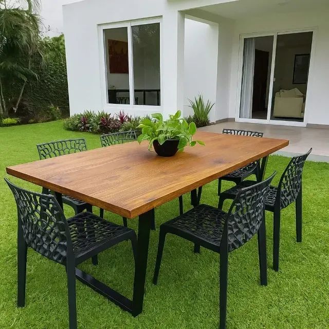 Mesa Industrial 200x60cm | Aço Metalon + Pinus Envernizado - Sob Mededida